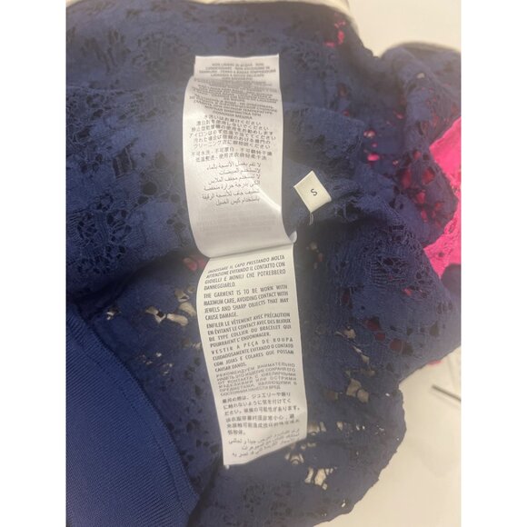 Gucci Lace Bomber Jacket Pink Navy Cream Zip-Up Logo Patch - Picture 15 of 16